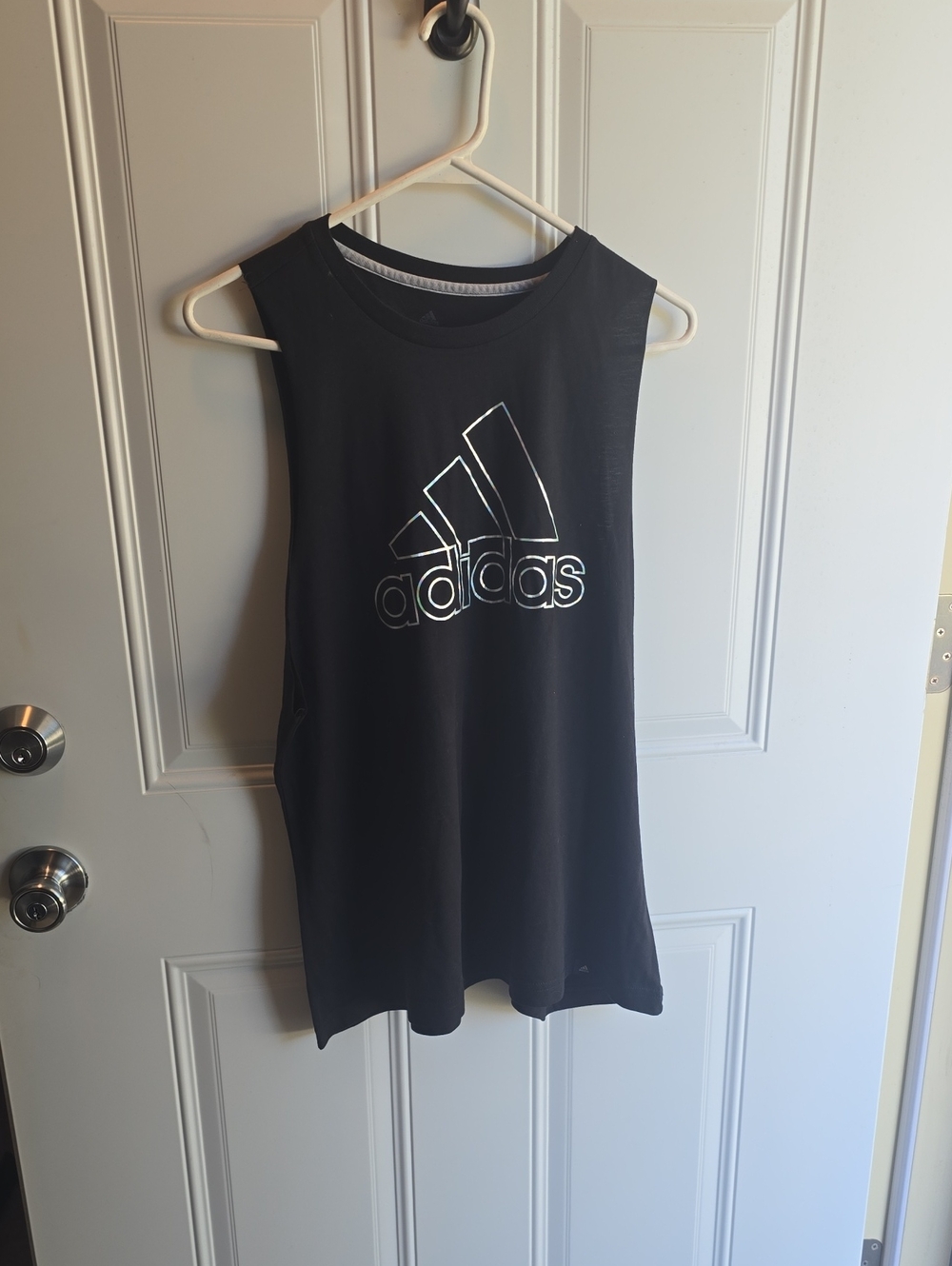 adidas Black Muscle Tank with Reflective Logo